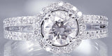 Halo Split Shank Engagement Ring 2.3ct Round Cut Diamond 14k White Gold Finish