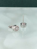 0.45ct Round Cut Diamond Floral Disc Hiphop Stud Earrings 14k White Gold Finish