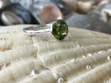 1ct Engagement Ring Round Cut Peridot Bezel Set Solitaire 14k White Gold Finish