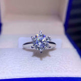 6 Prong Solitaire Engagement Ring 1ct Round Cut Diamond 14k White Gold Finish