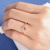 1ct Pear Cut Simulated Morganite Minimalist Engagement Ring 14k Rose Gold Plated