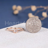 1ct Round Cut Simulated Morganite Bezel Set Engagement Ring 14k Rose Gold Plated