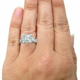 3.5ct Princess Diamond Solitaire with Accent Trilogy Ring 14K White Gold Over