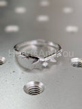 0.1ct Round Cut Moissanite Leaf Engraved Engagement Ring 14k White Gold Plated