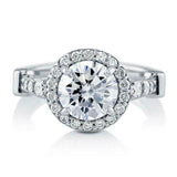 3Ct Round Cut Diamond Vintage Antique Halo Engagement Ring 14K White Gold Finish