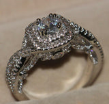 3ct Round Cut Diamond Engagement Ring 14k White Gold Finish Double Halo Infinity