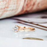 0.6ct Round Cut Diamond Minimalist Dainty Engagement Ring 14k Rose Gold Finish