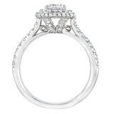 2ct Asscher Diamond Engagement Ring Round Accent Dual Halo 14k White Gold Finish