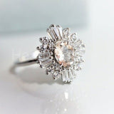 2ct Oval Cut Simulated Morganite Ballerina Engagement Ring 14k YellowGold Plated