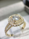 2ct Round Diamond Double Halo Split Band Engagement Ring 14k Yellow Gold Finish