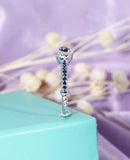 2ct Round Cut Blue Sapphire Unique Rope Band Engagement Ring 14k White Gold Over