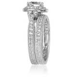 2.5ct Round Cut Diamond Engagement Ring 18k White Gold Finish Vintage Bridal Set