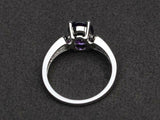 2.3ct Engagement Ring Oval Cut Purple Amethyst Diamond Accent 14k WhiteGold Over