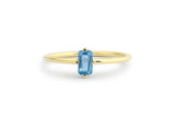 0.4ct Engagement Ring Baguette Cut Aquamarine Minimalist 14k Yellow Gold Finish