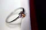 0.3ct Engagement Ring Oval Cut Champagne Diamond Trilogy 14k White Gold Finish
