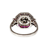 3ct Round Cut Diamond Engagement Ring Ruby Art Deco 14k White Gold Finish