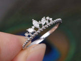 1.2ct Marquise Cut Diamond Engagement Ring Stackable Crown 14k White Gold Finish