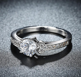 2.6Ct Round Cut Diamond Solitaire Accents Engagement Ring 18K White Gold Finish