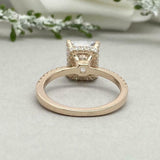2.4ct Engagement Ring Radiant Cut Diamond Hidden Halo 14k Yellow Gold Finish