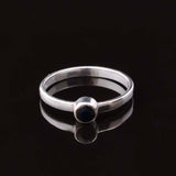 0.23ct Engagement Ring Round Cut Blue Sapphire Solitaire 14k White Gold Finish