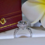 3ct Round Cut VVS1D Diamond Halo Unique Engagement Ring 14k White Gold Finish