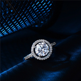 2.3Ct Round Cut VVS1/D Diamond Halo Hollow Engagement Ring 18K White Gold Finish