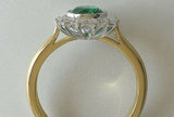 1.7ct Oval Cut Green Emerald Engagement Ring Halo Solitaire 14k Yellow Gold Over
