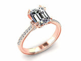 2.3ct Emerald Diamond Solitaire with Accent Bridal Set Ring 14k Rose Gold Finish