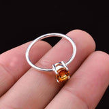 0.5ct Engagement Ring Oval Cut Yellow Citrine Solitaire 14k White Gold Finish