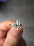 Round Accents Solitaire Engagement Ring 1.5ct Marquise Diamond 14k RoseGold Over