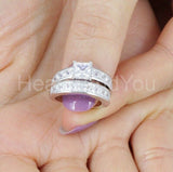 2.4ct Princess Simulated Diamond Channel Set Bridal Ring 14k White Gold Plated