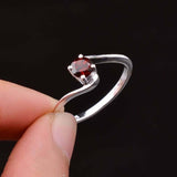 0.15ct Engagement Ring Round Cut Red Garnet Swirl Twist 14k White Gold Finish