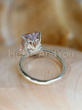 2.5ct Radiant Cut Simulated Peach Morganite Solitaire Ring 14k White Gold Plated