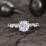 2ct Round Cut Diamond Engagement Ring Solitaire With Accents 14k White Gold Over