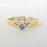 1.2ct Round Cut Blue Tanzanite Engagement Ring Bridal Set 14k Yellow Gold Finish