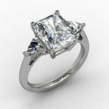 4.5ct Radiant Cut Diamond Engagement Ring Bridal Set Trilogy 14k White Gold Over