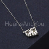 2ct Emerald Simulated Diamond Toi Et Moi Pendant Chain 14k White Gold Plated