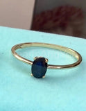 0.5ct Oval Cut Simulated Blue Sapphire Solitaire Ring 14k White Gold Plated