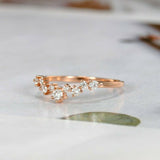 1.2ct Round Cut Diamond Wedding Band Curved Half Eternity 14k Rose Gold Finish