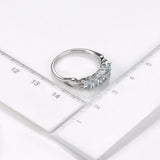 2.2ct Oval Cut Blue Aquamarine Five Stone Solitaire Ring 14k White Gold Finish