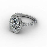 4.8ct Pear Cut Diamond Engagement Ring Halo 14k White Gold Finish Round Accents