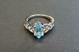 2ct Marquise Cut Blue Aquamarine Irish Trinity Solitaire Ring 14k WhiteGold Over