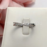 0.3ct Round Cut Moissanite Cross Split Women Wedding Band 14k White Gold Plated