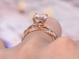 1.7ct Round Peach Morganite Infinity Bridal Engagement Ring 14k Rose Gold Finish