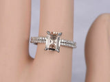 2.5ct Emerald Cut Peach Morganite Bridal Set Engagement Ring 14k White Gold Over