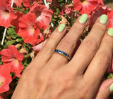2.3ct Wedding Band Round Cut London Blue Topaz Stackable 14k Yellow Gold Finish