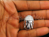 0.9ct Round Cut Moissanite Buddha Head Pendant 14k White Gold Plated NO CHAIN