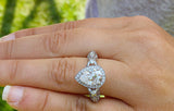 Antique Vintage Halo Engagement Ring 2ct Pear Cut Diamond 14k White Gold Finish