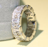 4ct Round & Baguette Cut Diamond Wedding Ring Band 14k WhiteGold Finish Eternity