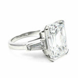 3.5ct Emerald Cut Diamond Solitaire Ring 14K White Gold Over and Baguette Accent
